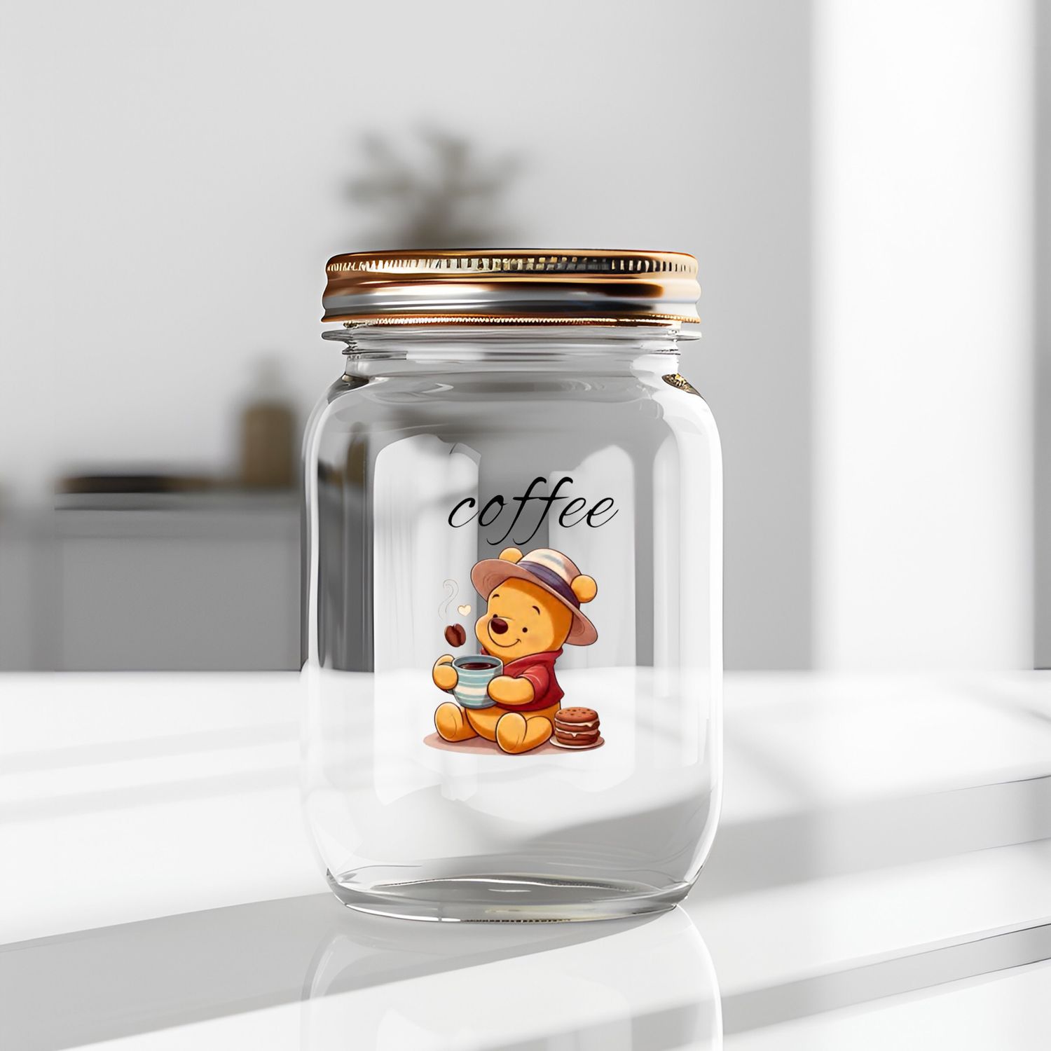 Winnie The Pooh Decals Coffee Tea Sugar, DESIGN: POOH COFFEE