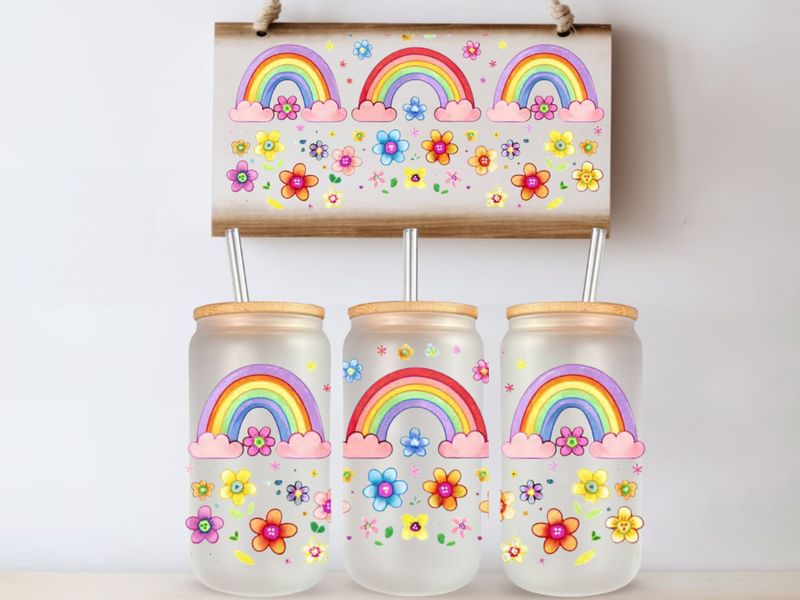 Rainbow Flowers Double Sided