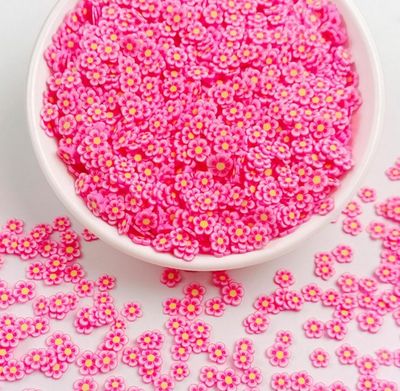 Pink Flowers Clay Pieces