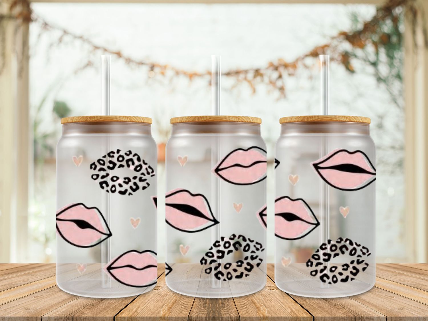 Pink Lips &amp; Mini Hearts Double Sided