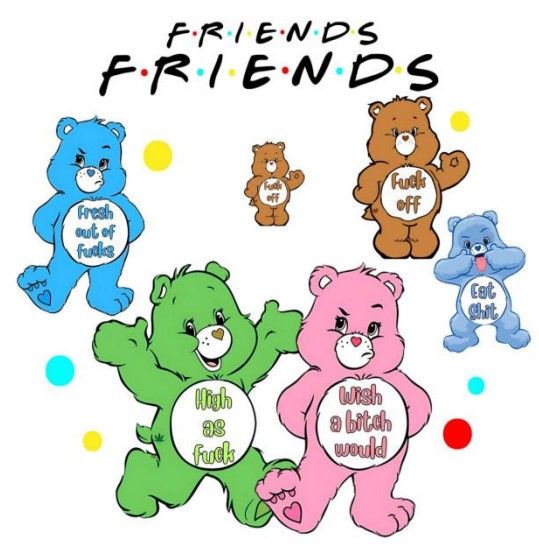 Care Bears Swear Bears Friends Lid Decals
