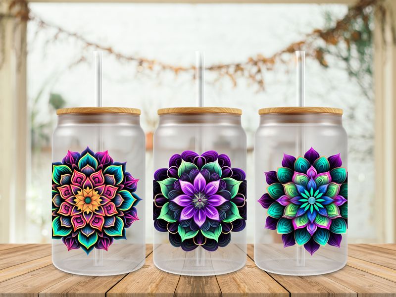 Green Purple Mandala Flower