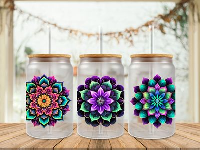 Green Purple Mandala Flower