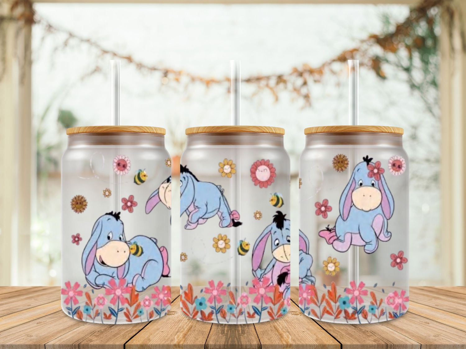 Eeyore Pink Flowers &amp; Bees