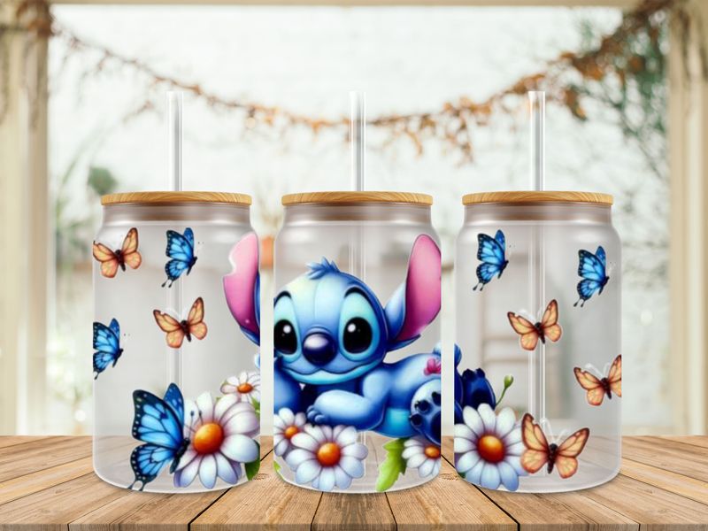 Stitch With Orange &amp; Blue Butterflies