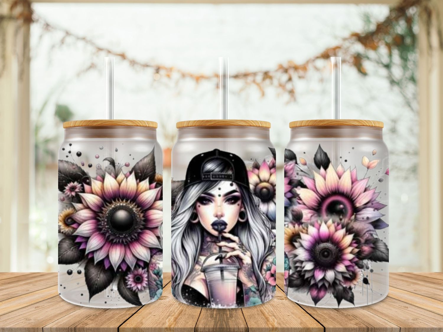 Tattooed Girl Drinking Iced Coffee
