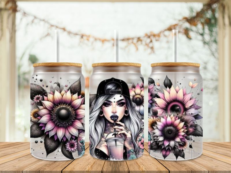 Tattooed Girl Drinking Iced Coffee