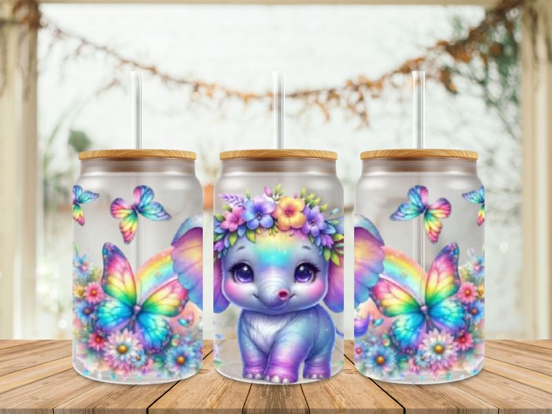 Elephant With Rainbow Butterflies