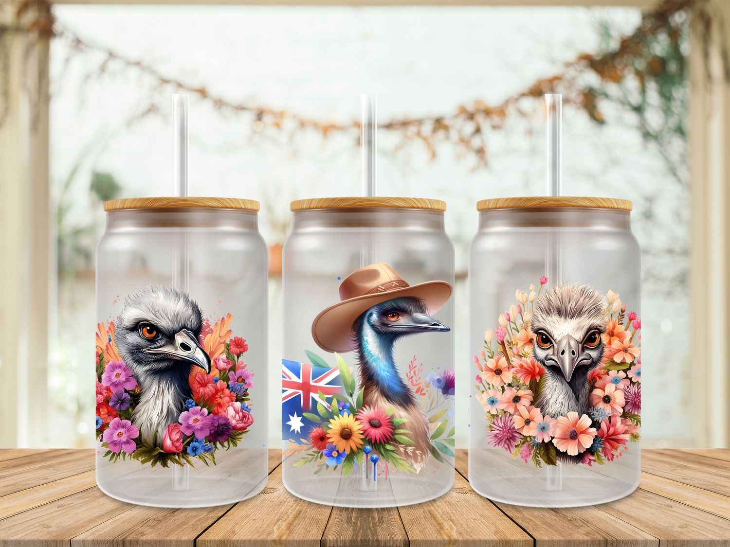 Emu With Colourful Flowers