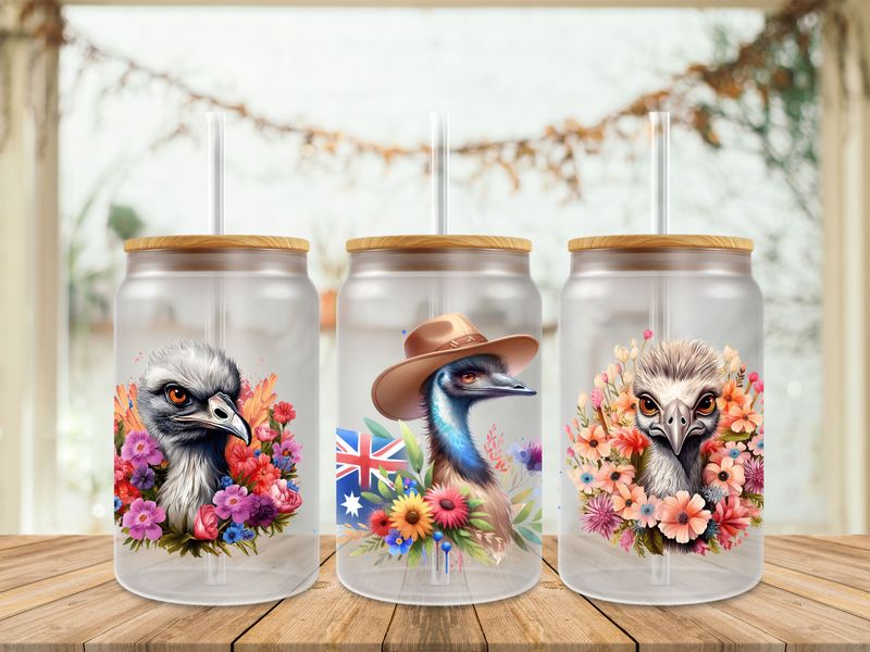 Emu With Colourful Flowers