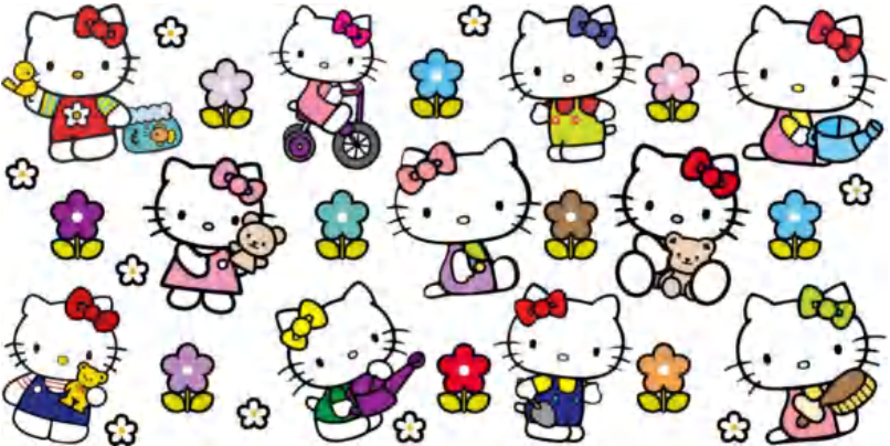 Hello Kitty On Bike With Flowers