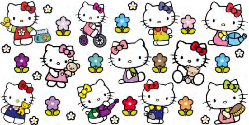 Hello Kitty On Bike With Flowers