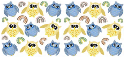 Yellow &amp; Blue Owl With Rainbows