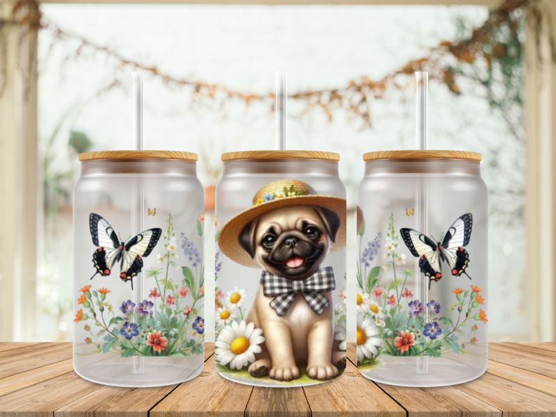 Pugs With Flowers