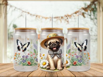Pugs With Flowers