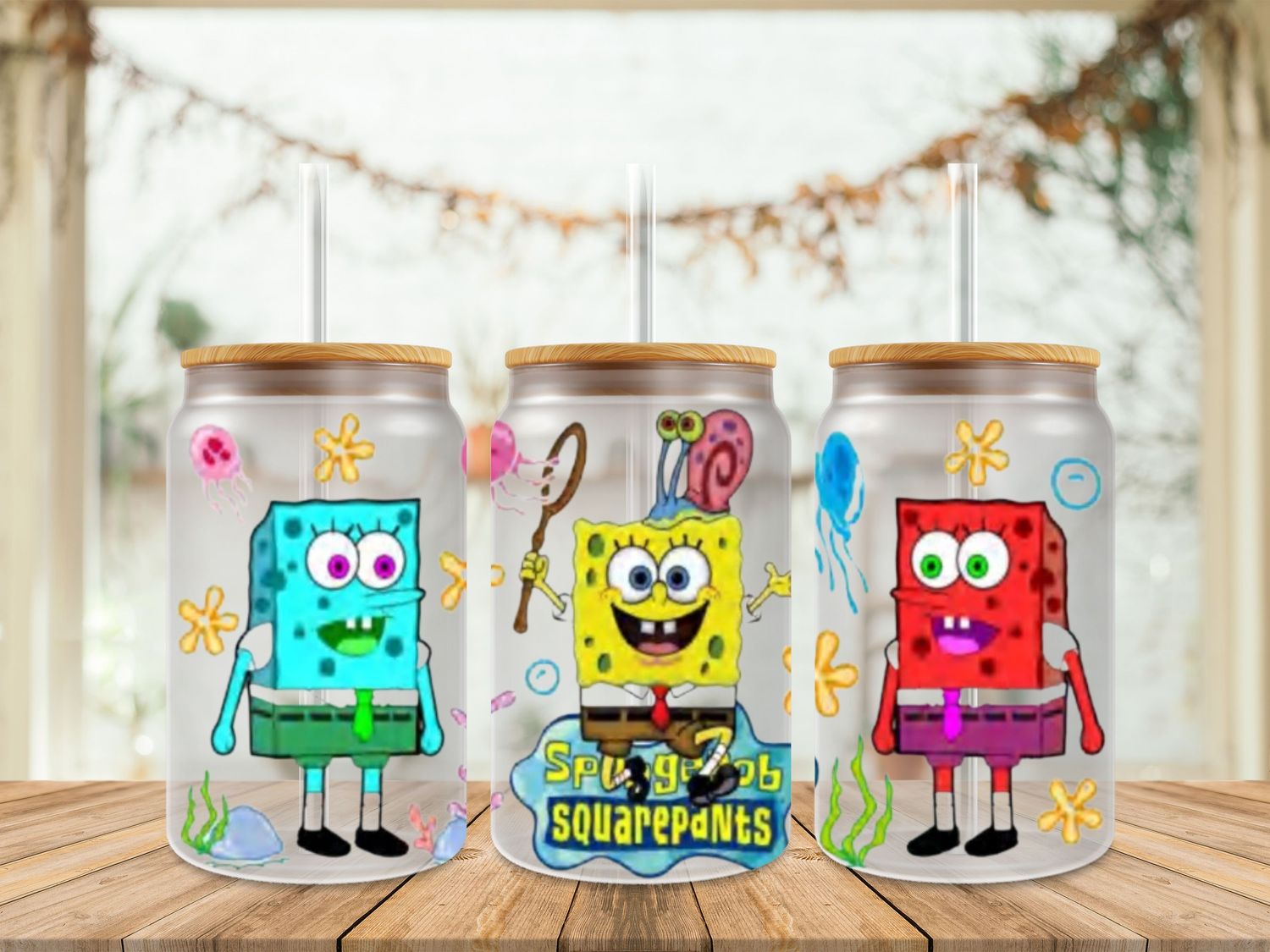 Spongebob With Blue &amp; Red
