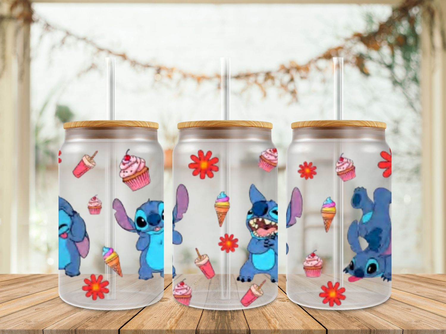 Stitch With Cupcakes Ice Cream Double Sided