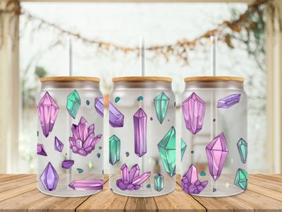 Purple &amp; Green Crystals Double Sided