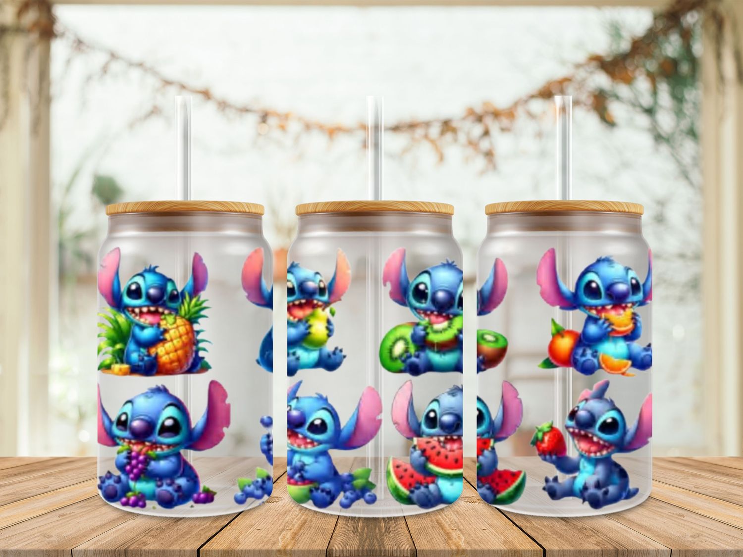 Stitch Eating Mix Fruits Double Sided
