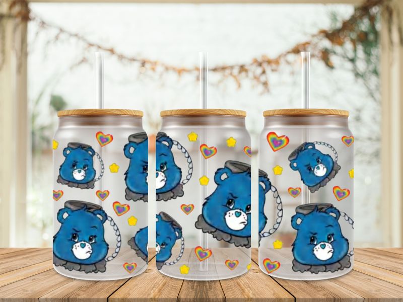 Care Bear Grumpy Bear With Rainbow Hearts Double Sided