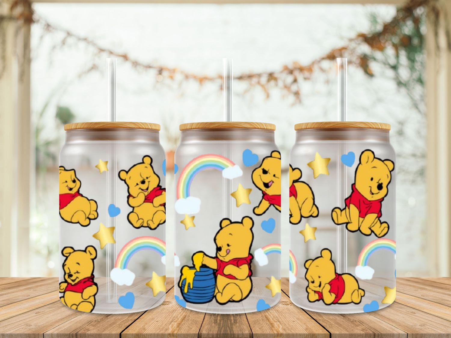 Double Sided Pooh With Rainbow &amp; Stars
