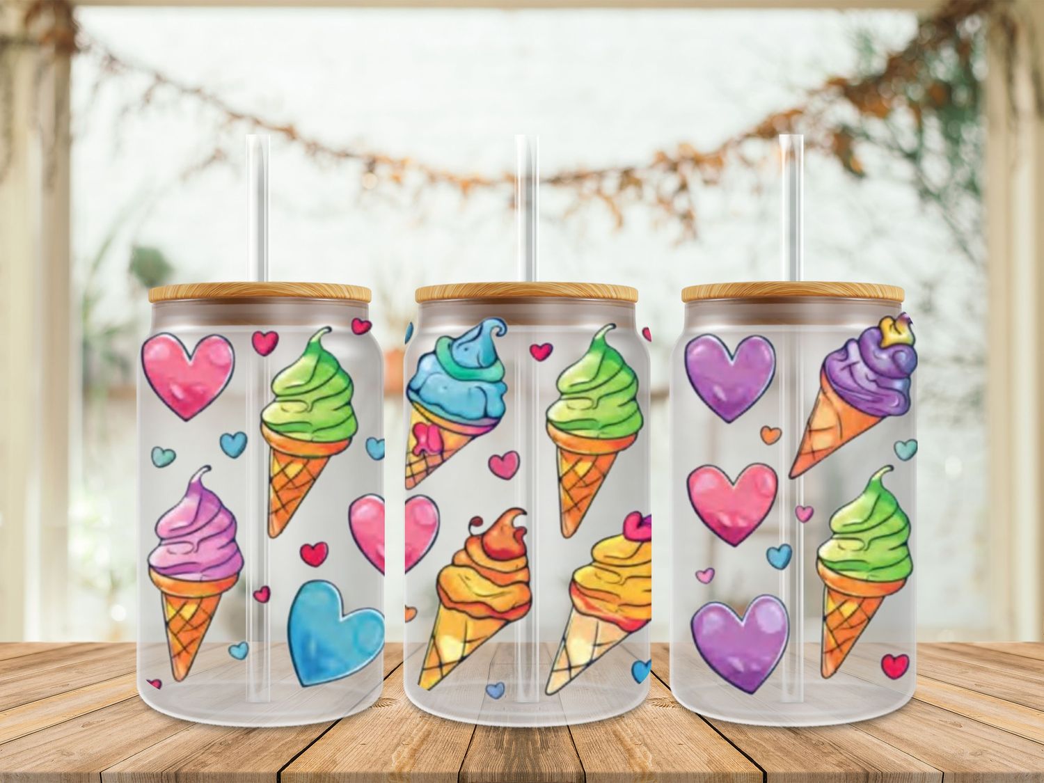 Double Sided Ice Cream &amp; Hearts