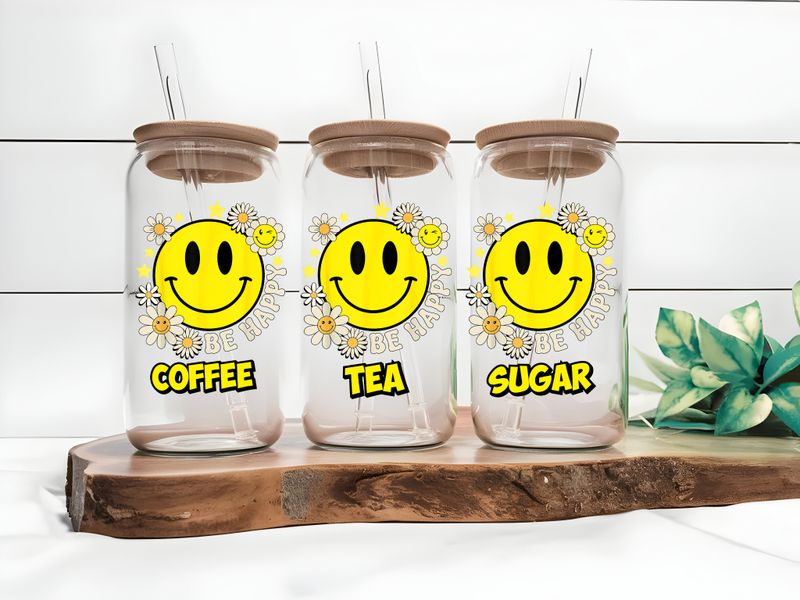 Smiley Be Happy Coffee Tea Sugar
