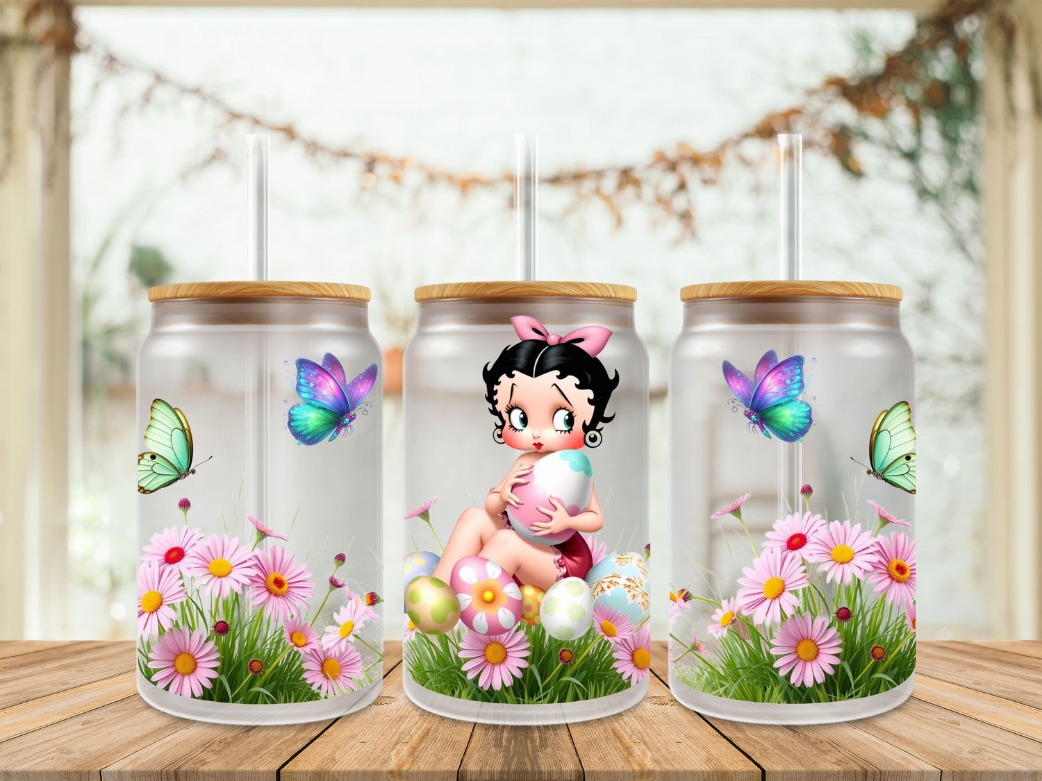 Double Sided Betty Boop With Eggs &amp; Butterflies