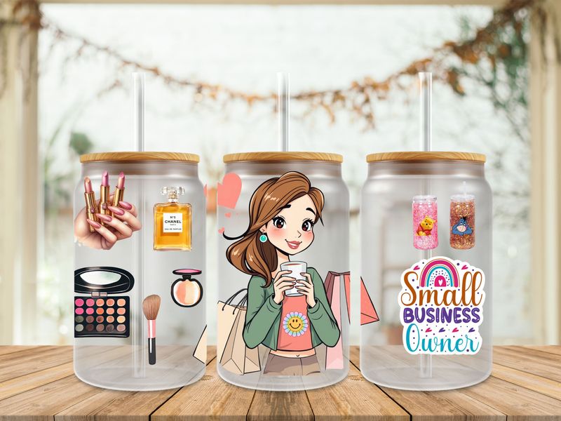 Double Sided Small Business Owner With Snow Globe Cups