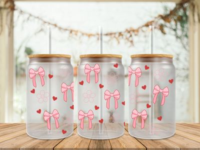 Double Sided Pink Bows With Hearts &amp; Smiley Flower