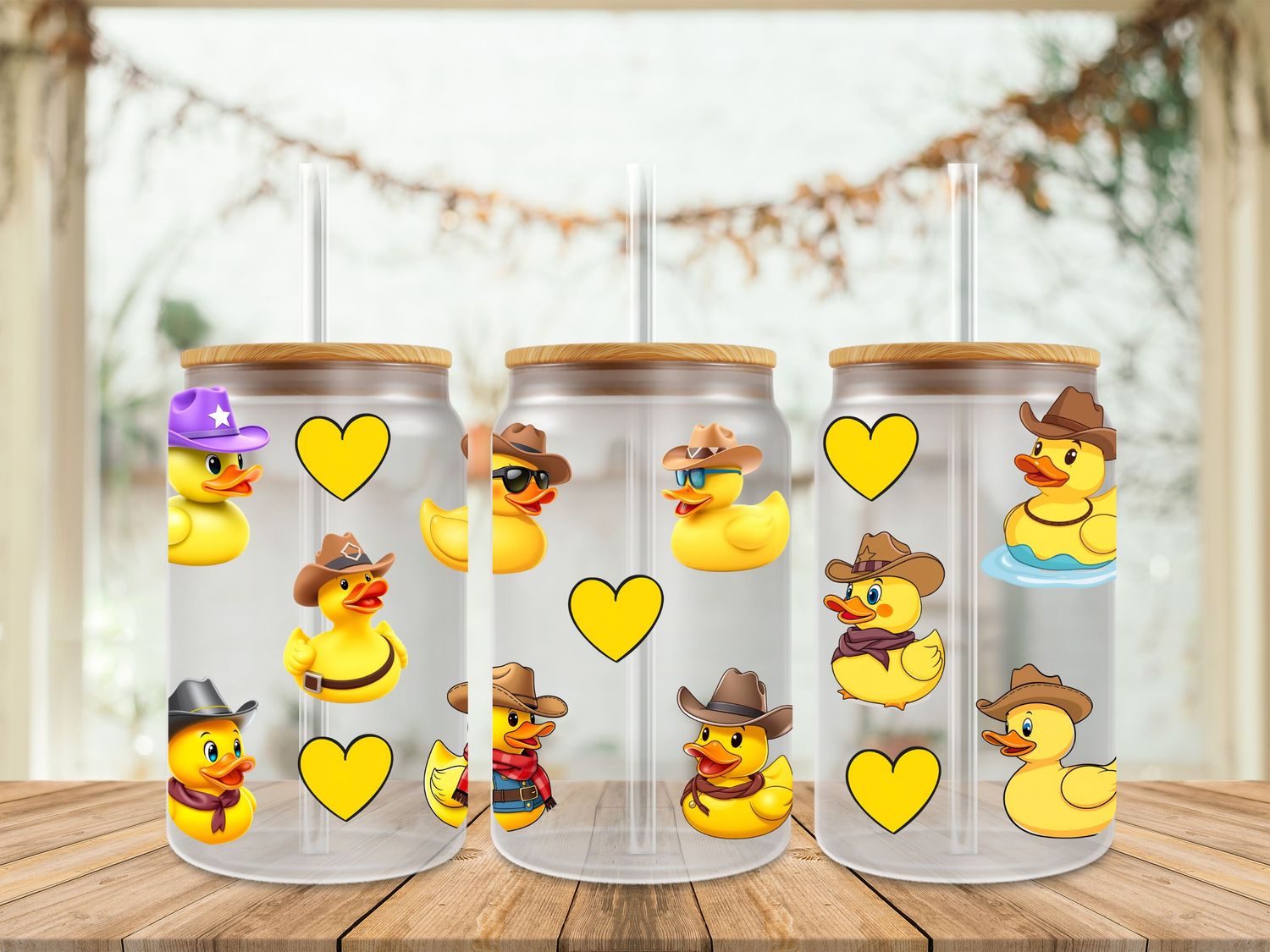 Double Sided Rubber Ducks With Yellow Heart