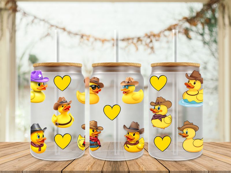 Double Sided Rubber Ducks With Yellow Heart