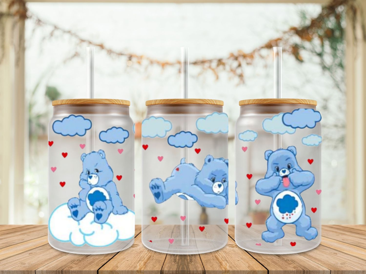 Double Sided Grumpy Bear With Clouds
