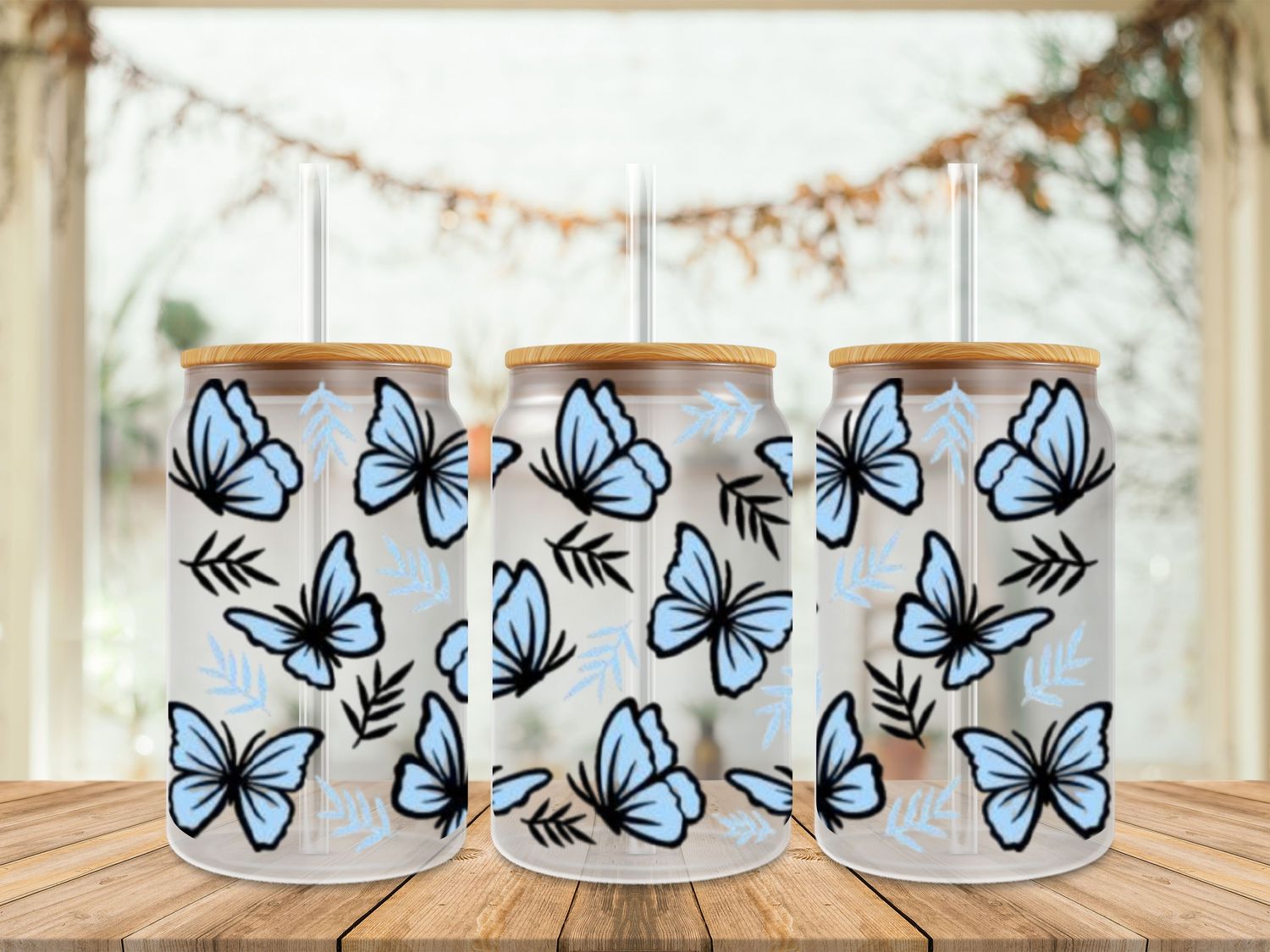 Double Sided Blue Butterflies