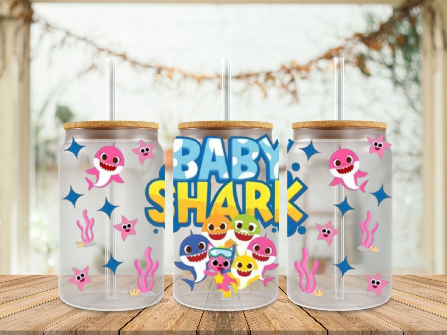 Double Sided Baby Shark With Pink Starfish