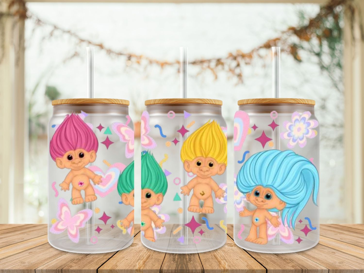 Double Sided Trolls With Pink Butterfly