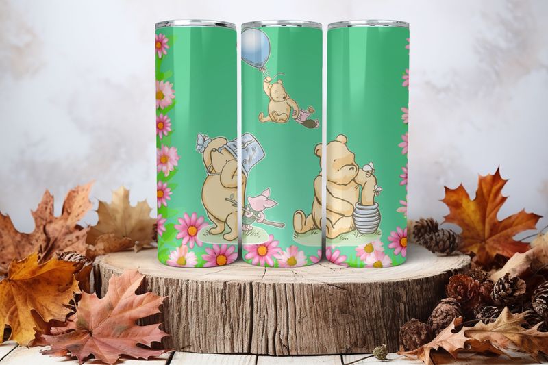 20oz Skinny Sublimation Tumbler Wrap Print - Classic Winnie The Pooh
