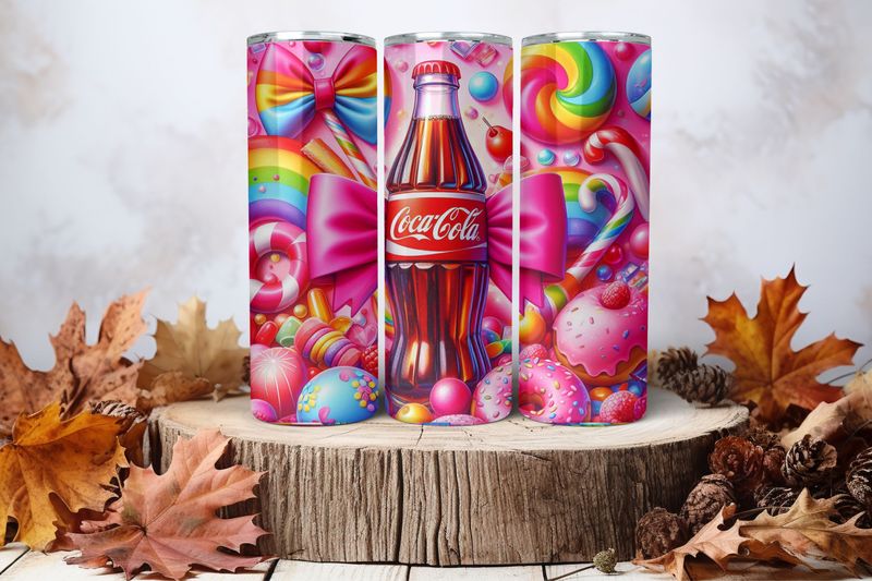 20oz Skinny Sublimation Tumbler Wrap Print - Coca Cola