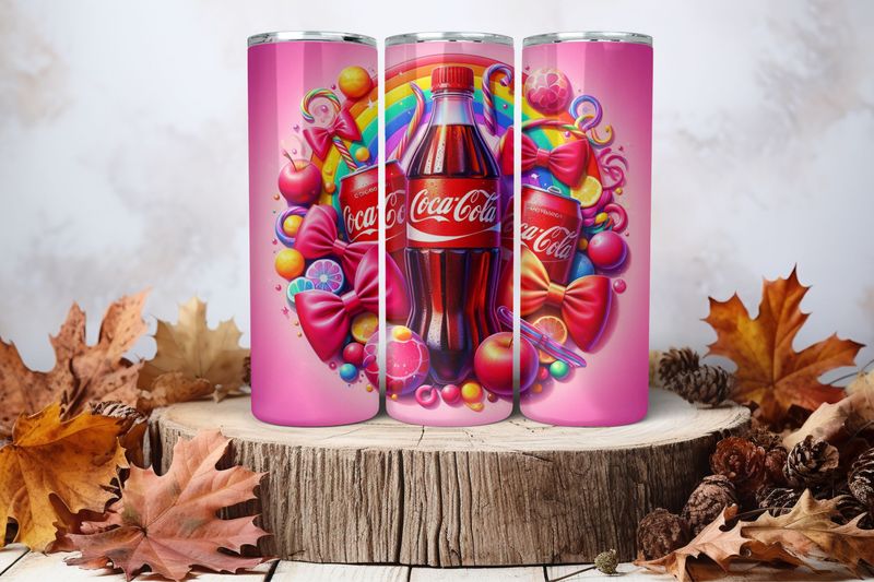 20oz Skinny Sublimation Tumbler Wrap Print - Coca Cola Bottle &amp; Cans