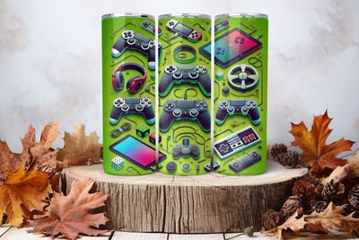 20oz Skinny Sublimation Tumbler Wrap Print - Gamer