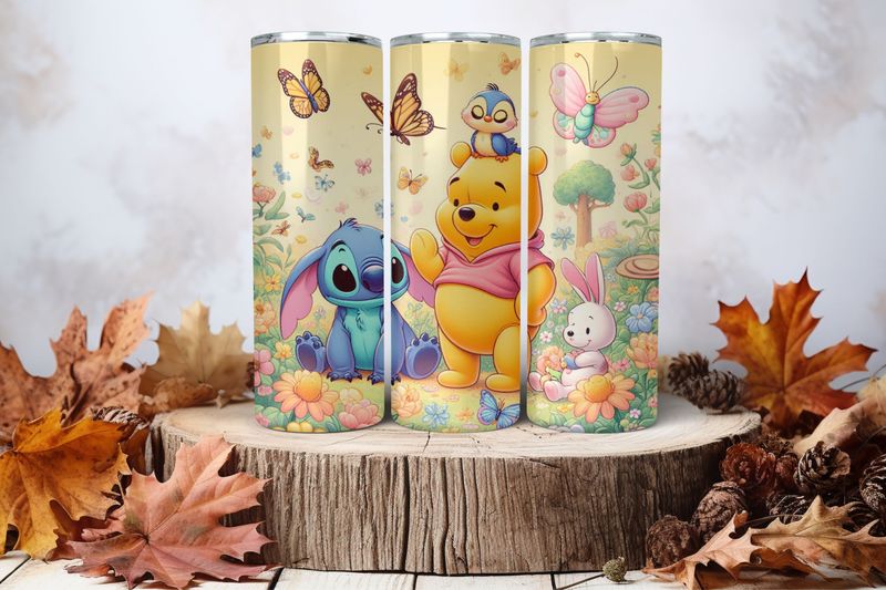 20oz Skinny Sublimation Tumbler Wrap Print - Pooh &amp; Stitch 2nd