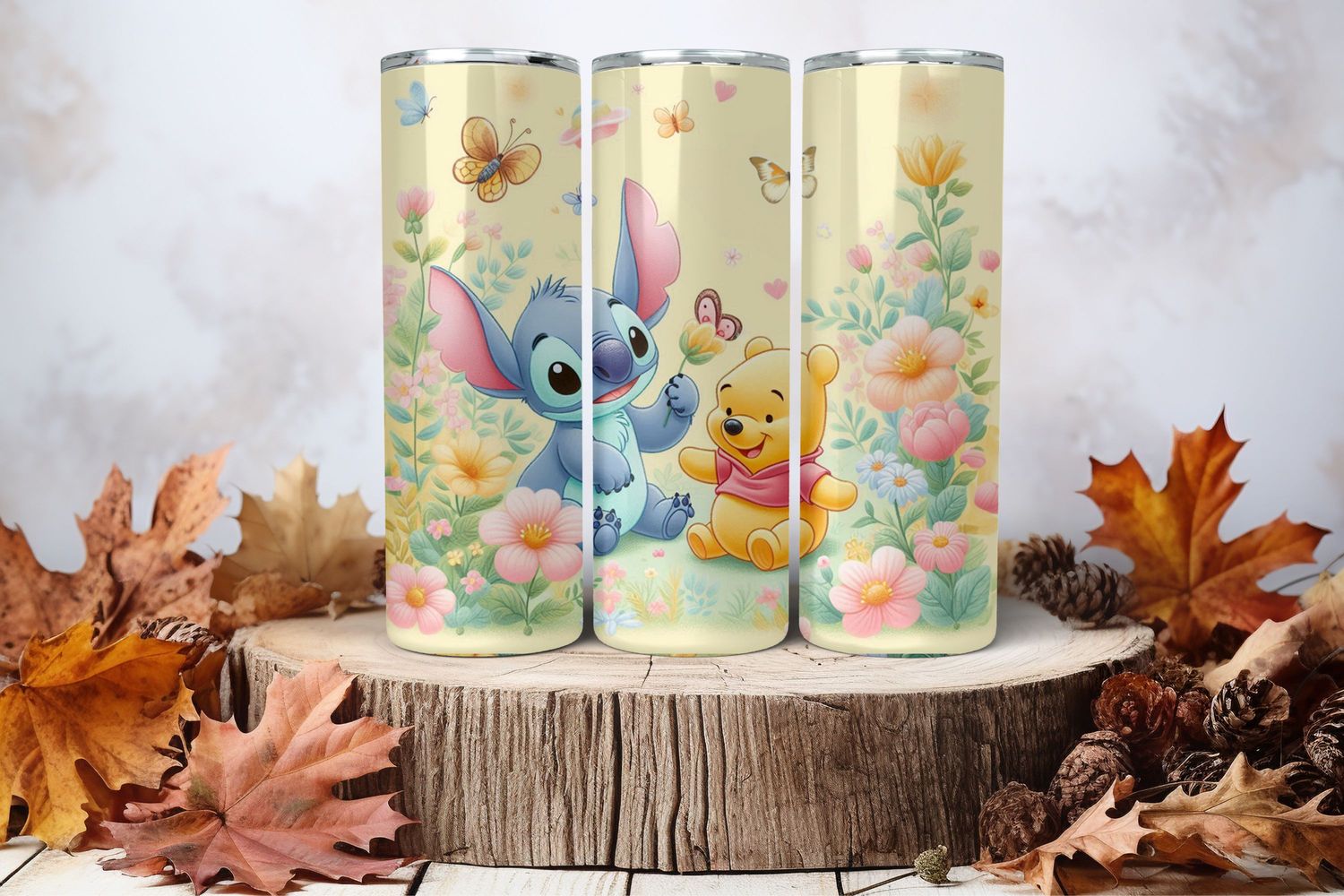 20oz Skinny Sublimation Tumbler Wrap Print - Pooh &amp; Stitch