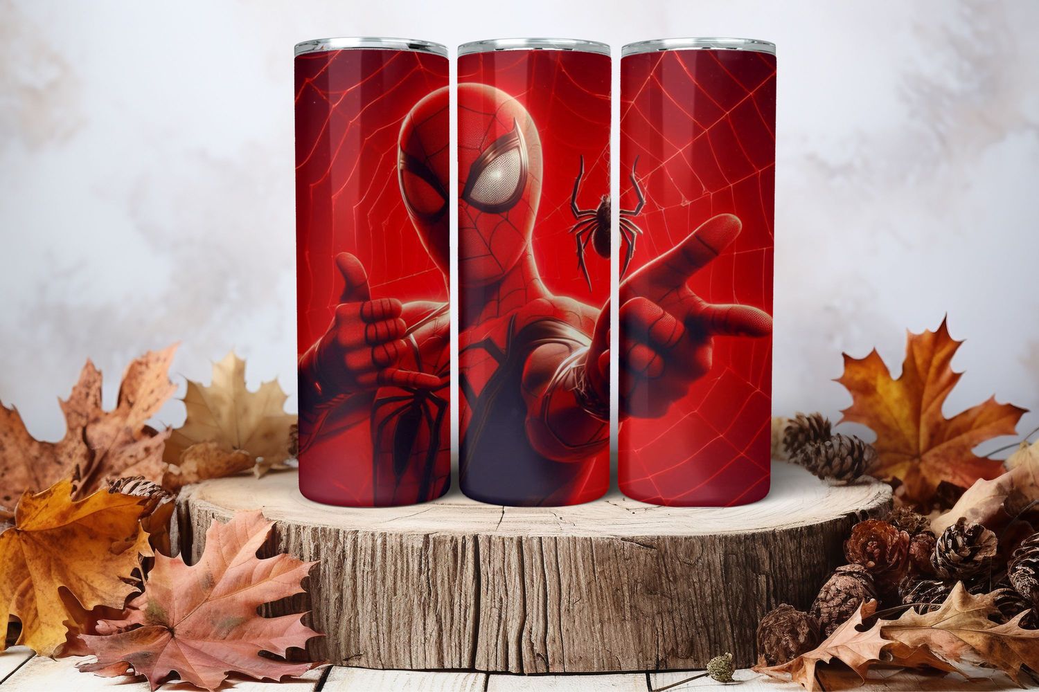 20oz Skinny Sublimation Tumbler Wrap Print - Spiderman Red