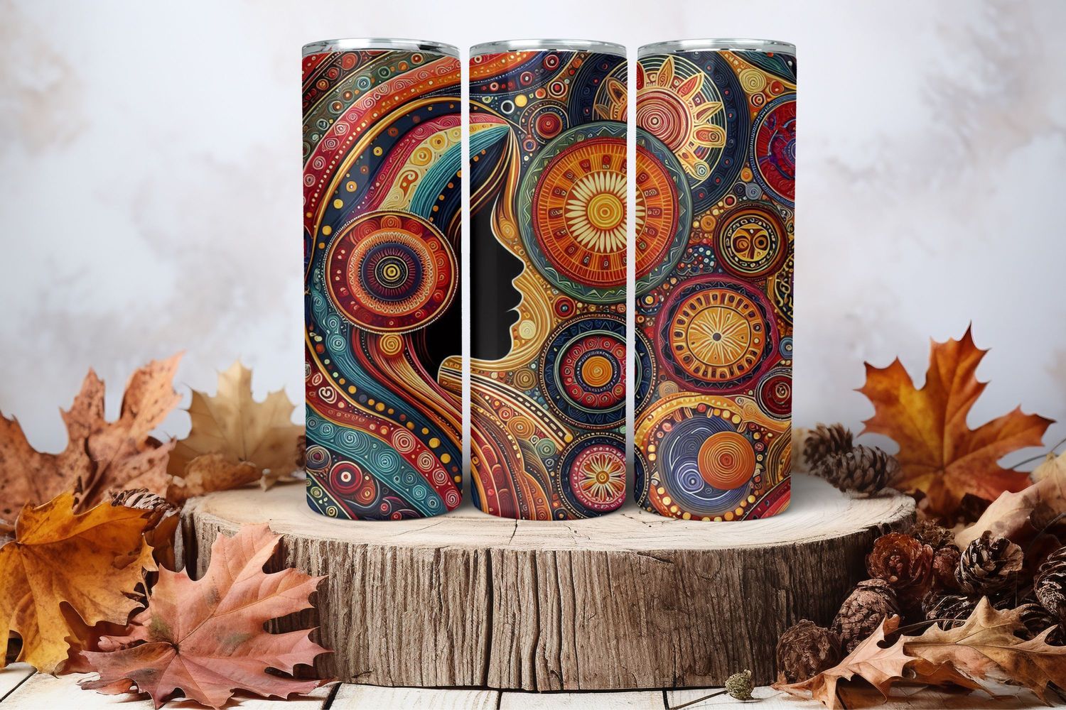 20oz Skinny Sublimation Tumbler Wrap Print - Aboriginal Lady