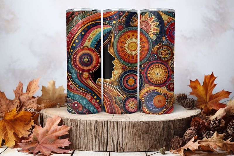 20oz Skinny Sublimation Tumbler Wrap Print - Aboriginal Lady