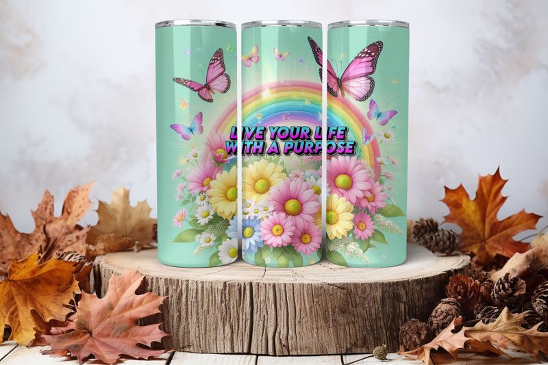 20oz Skinny Sublimation Tumbler Wrap Print - Live Your Life With A Purpose