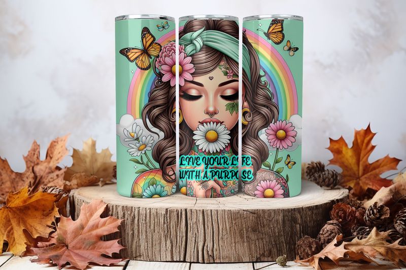 20oz Skinny Sublimation Tumbler Wrap Print - Live Your Life With A Purpose