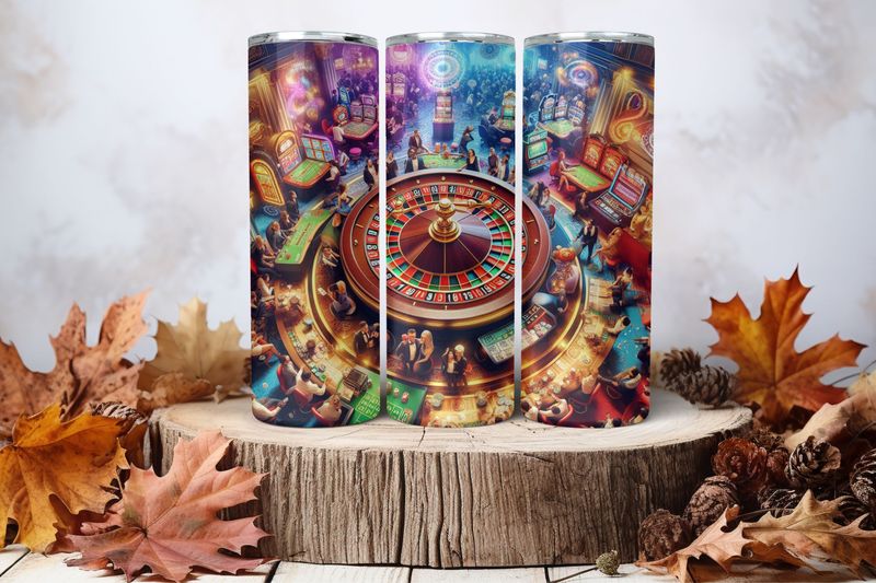 20oz Skinny Sublimation Tumbler Wrap Print - Casino