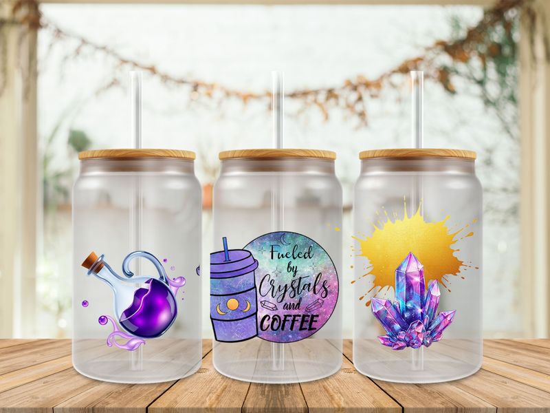 16oz Sublimation Tumbler Wrap Print - Fueled By Crystals &amp; Coffee