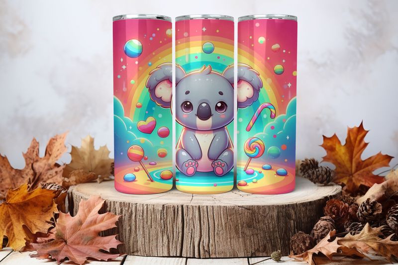 20oz Skinny Sublimation Tumbler Wrap Print - Koala